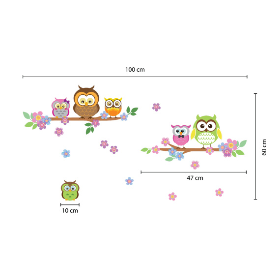Αυτοκόλλητα Τοίχου Παιδικά Owl Flower Tree